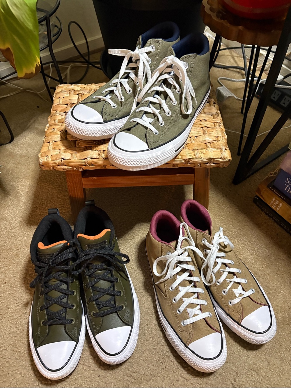 Converse High Top Sneakers Trio - Olive Green, Khaki, Dark Green